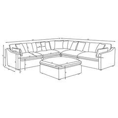 Hobson Ivory 6 Pc Sectional - Ornate Home
