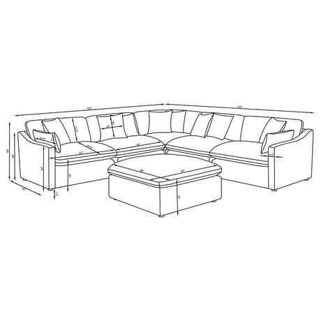 Hobson Ivory 6 Pc Sectional - Ornate Home