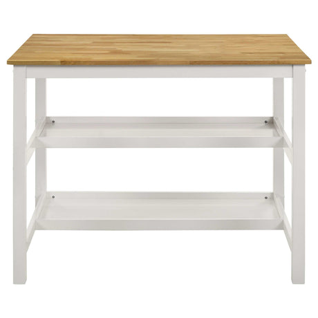 Hollis Natural / White Kitchen Island Table - Ornate Home