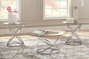 Hollynyx Chrome & Glass Coffee Table Set (3pc) - Ornate Home