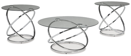 Hollynyx Chrome & Glass Coffee Table Set (3pc) - Ornate Home