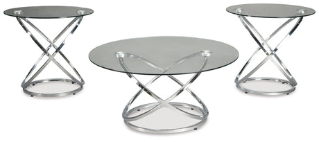Hollynyx Chrome & Glass Coffee Table Set (3pc) - Ornate Home