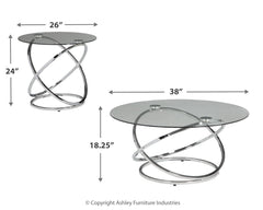 Hollynyx Chrome & Glass Coffee Table Set (3pc) - Ornate Home