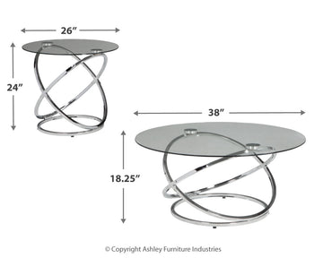 Hollynyx Chrome & Glass Coffee Table Set (3pc) - Ornate Home