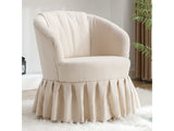 Honey Linen Swivel Auditorium Chair With Pleated Skirt Beige - Ornate Home