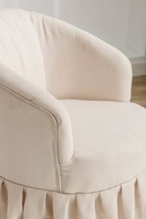 Honey Linen Swivel Auditorium Chair With Pleated Skirt Beige - Ornate Home