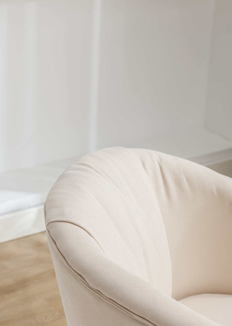 Honey Linen Swivel Auditorium Chair With Pleated Skirt Beige - Ornate Home