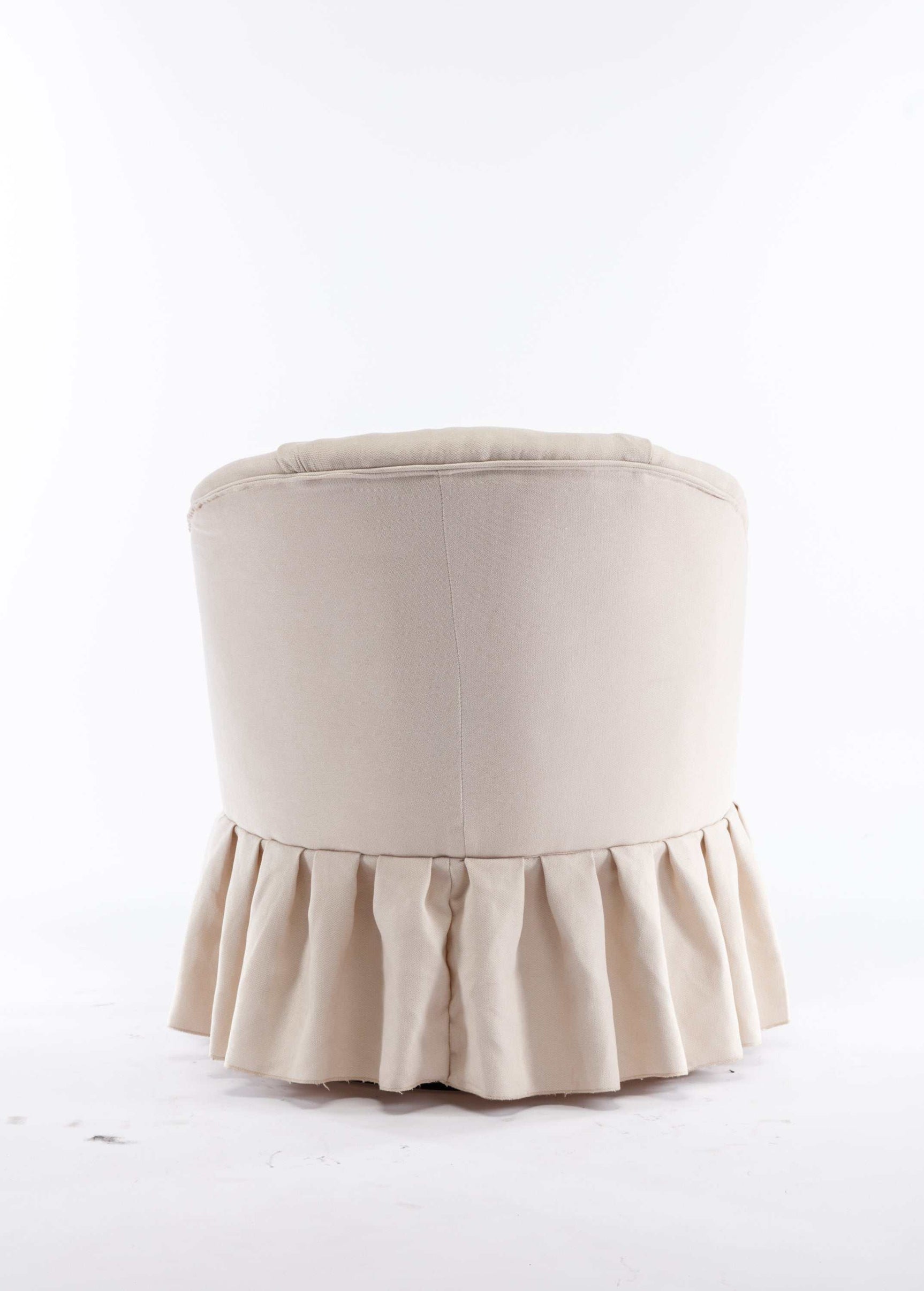 Honey Linen Swivel Auditorium Chair With Pleated Skirt Beige - Ornate Home