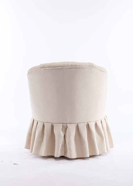 Honey Linen Swivel Auditorium Chair With Pleated Skirt Beige - Ornate Home