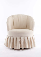 Honey Linen Swivel Auditorium Chair With Pleated Skirt Beige - Ornate Home
