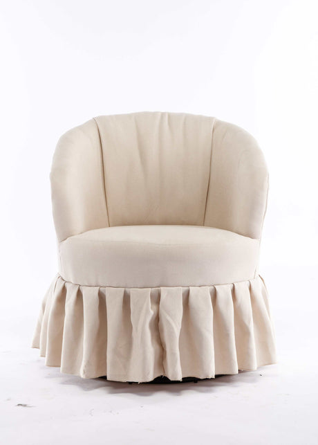 Honey Linen Swivel Auditorium Chair With Pleated Skirt Beige - Ornate Home