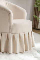 Honey Linen Swivel Auditorium Chair With Pleated Skirt Beige - Ornate Home