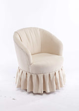 Honey Linen Swivel Auditorium Chair With Pleated Skirt Beige - Ornate Home