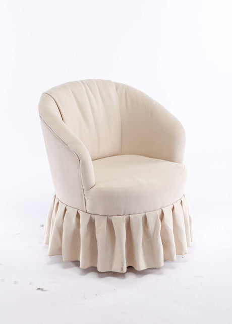 Honey Linen Swivel Auditorium Chair With Pleated Skirt Beige - Ornate Home
