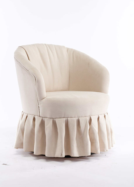 Honey Linen Swivel Auditorium Chair With Pleated Skirt Beige - Ornate Home