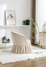 Honey Linen Swivel Auditorium Chair With Pleated Skirt Beige - Ornate Home