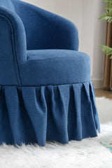Honey Linen Swivel Auditorium Chair With Pleated Skirt Blue - Ornate Home