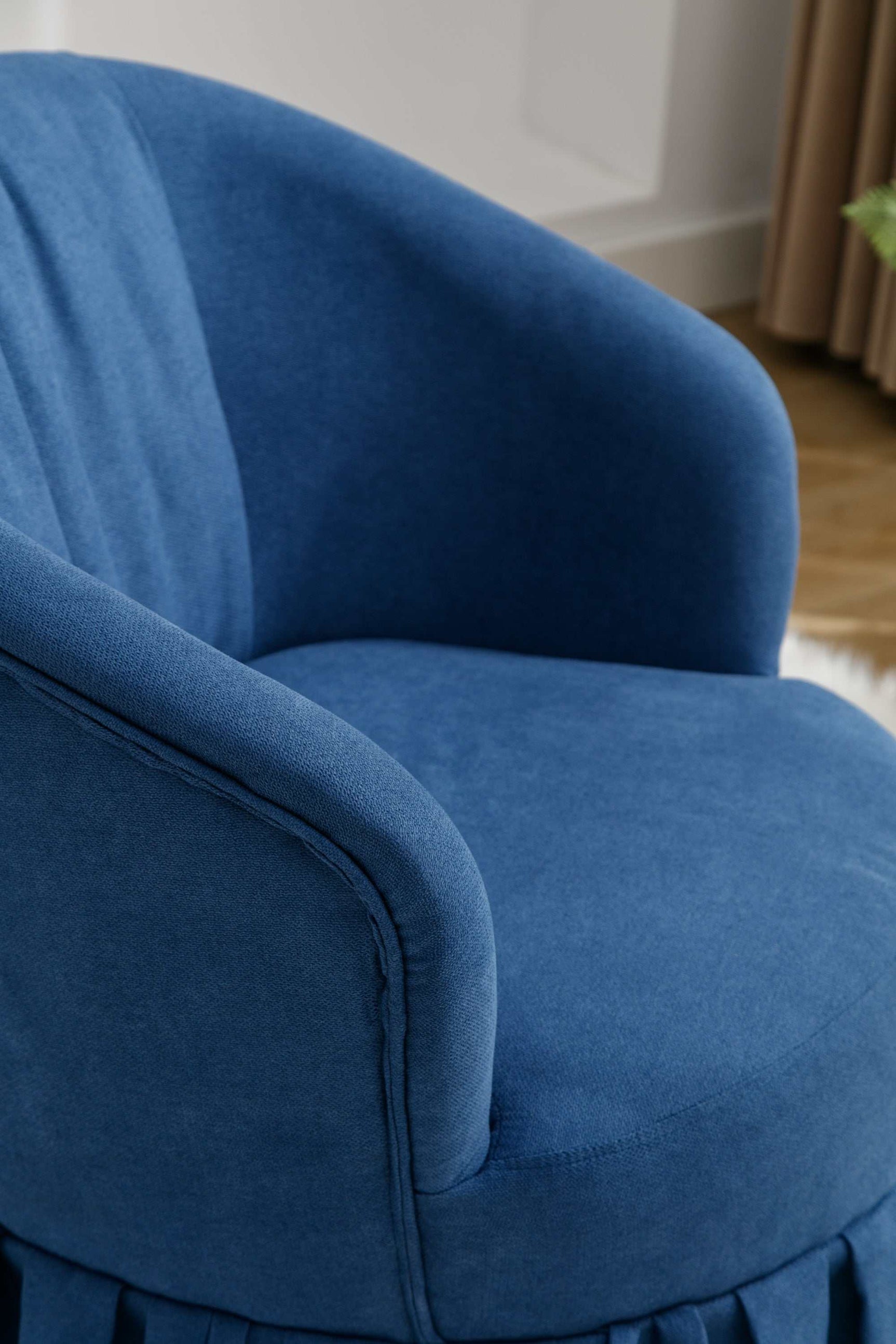 Honey Linen Swivel Auditorium Chair With Pleated Skirt Blue - Ornate Home