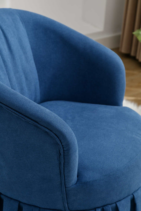 Honey Linen Swivel Auditorium Chair With Pleated Skirt Blue - Ornate Home