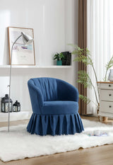 Honey Linen Swivel Auditorium Chair With Pleated Skirt Blue - Ornate Home