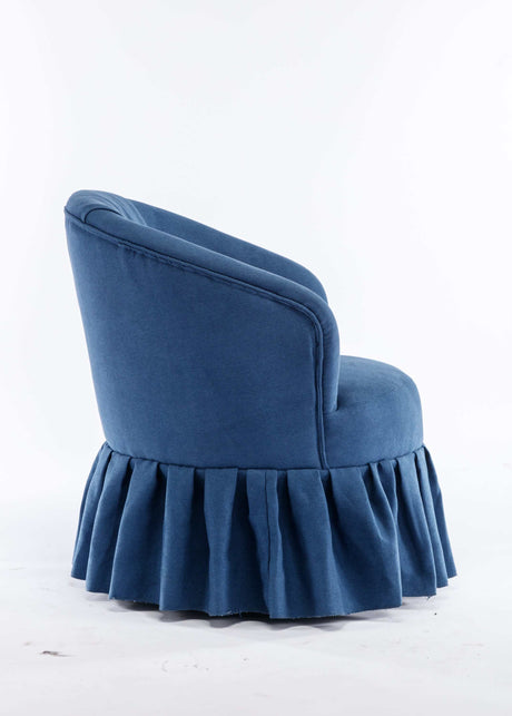 Honey Linen Swivel Auditorium Chair With Pleated Skirt Blue - Ornate Home
