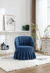 Honey Linen Swivel Auditorium Chair With Pleated Skirt Blue - Ornate Home
