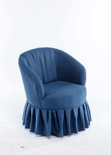 Honey Linen Swivel Auditorium Chair With Pleated Skirt Blue - Ornate Home