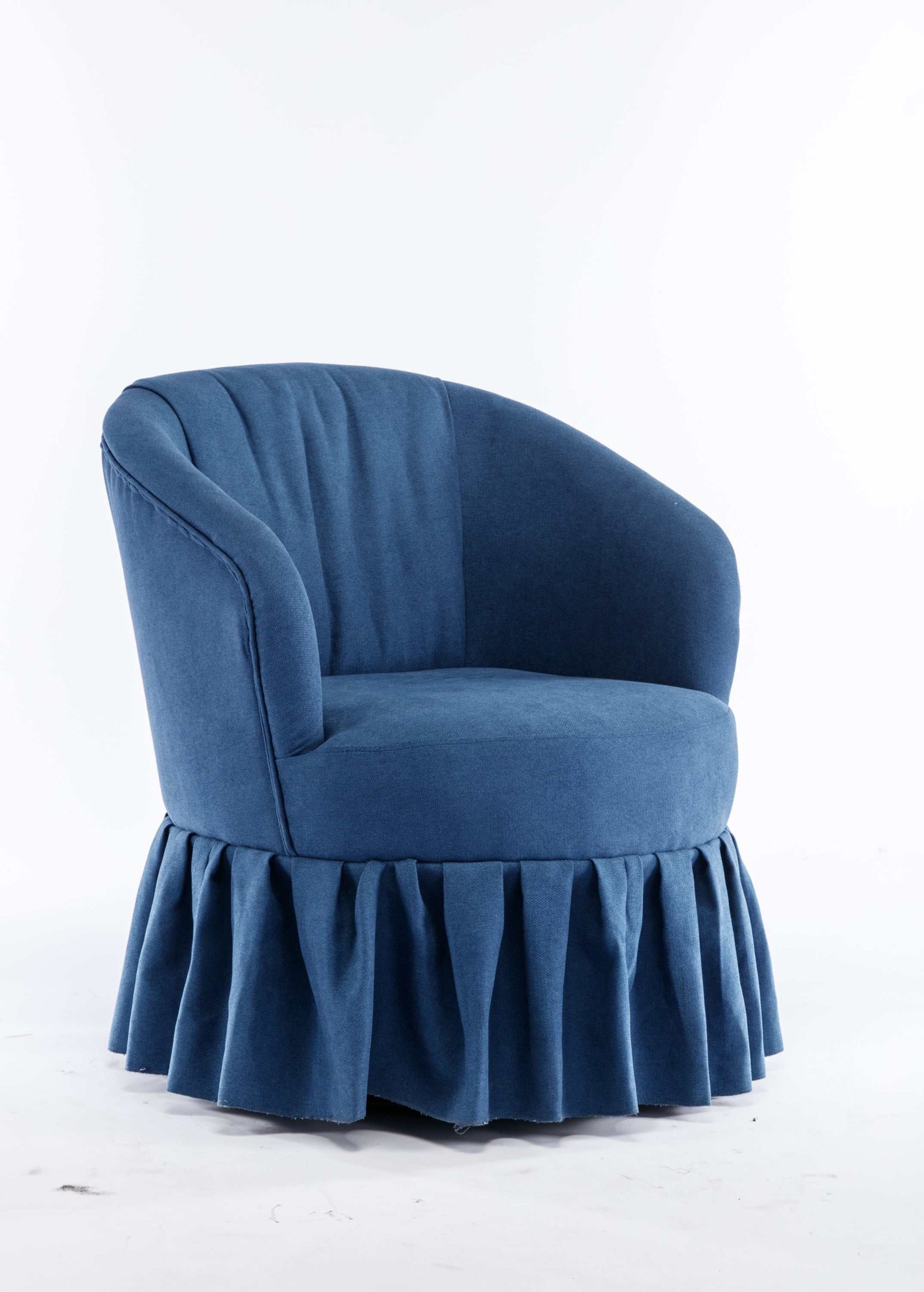 Honey Linen Swivel Auditorium Chair With Pleated Skirt Blue - Ornate Home