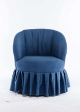 Honey Linen Swivel Auditorium Chair With Pleated Skirt Blue - Ornate Home