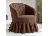 Honey Linen Swivel Auditorium Chair With Pleated Skirt Brown - Ornate Home
