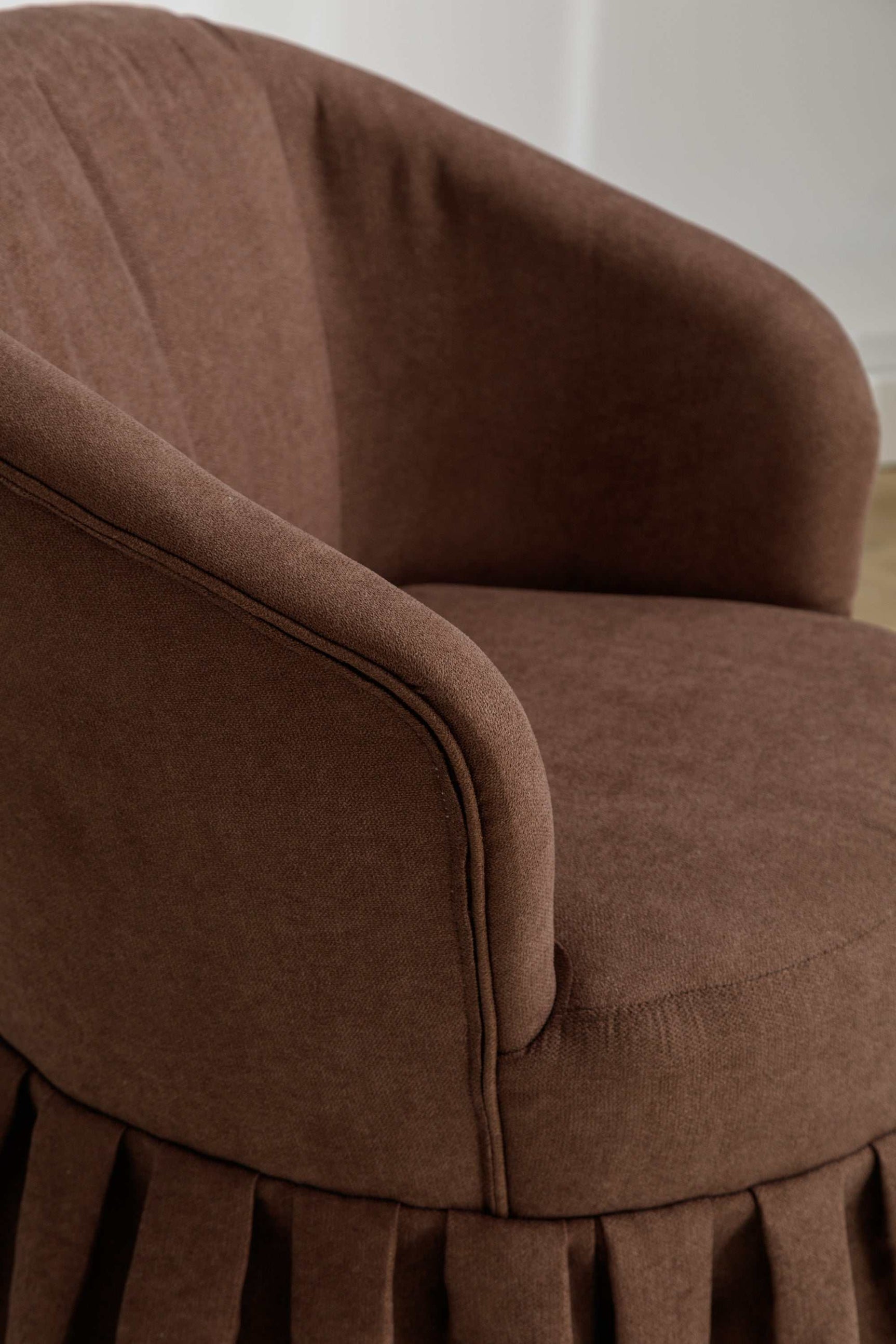 Honey Linen Swivel Auditorium Chair With Pleated Skirt Brown - Ornate Home