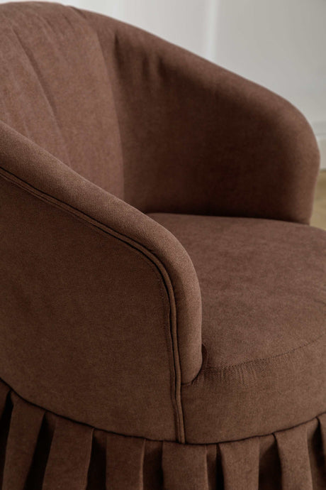 Honey Linen Swivel Auditorium Chair With Pleated Skirt Brown - Ornate Home