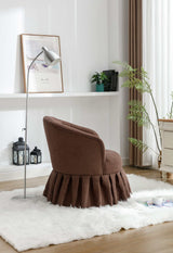 Honey Linen Swivel Auditorium Chair With Pleated Skirt Brown - Ornate Home