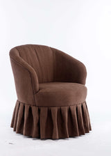 Honey Linen Swivel Auditorium Chair With Pleated Skirt Brown - Ornate Home