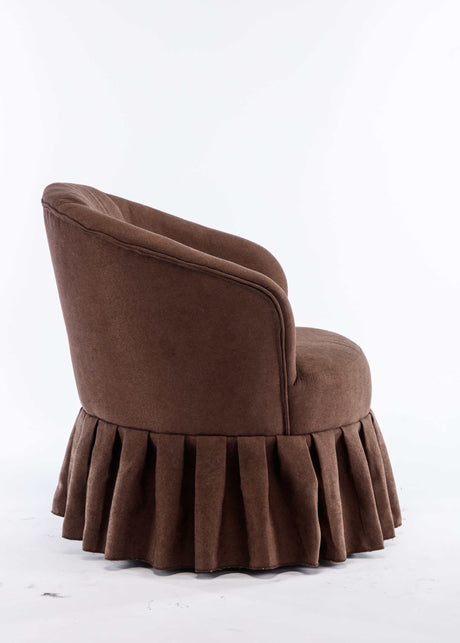 Honey Linen Swivel Auditorium Chair With Pleated Skirt Brown - Ornate Home