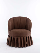 Honey Linen Swivel Auditorium Chair With Pleated Skirt Brown - Ornate Home