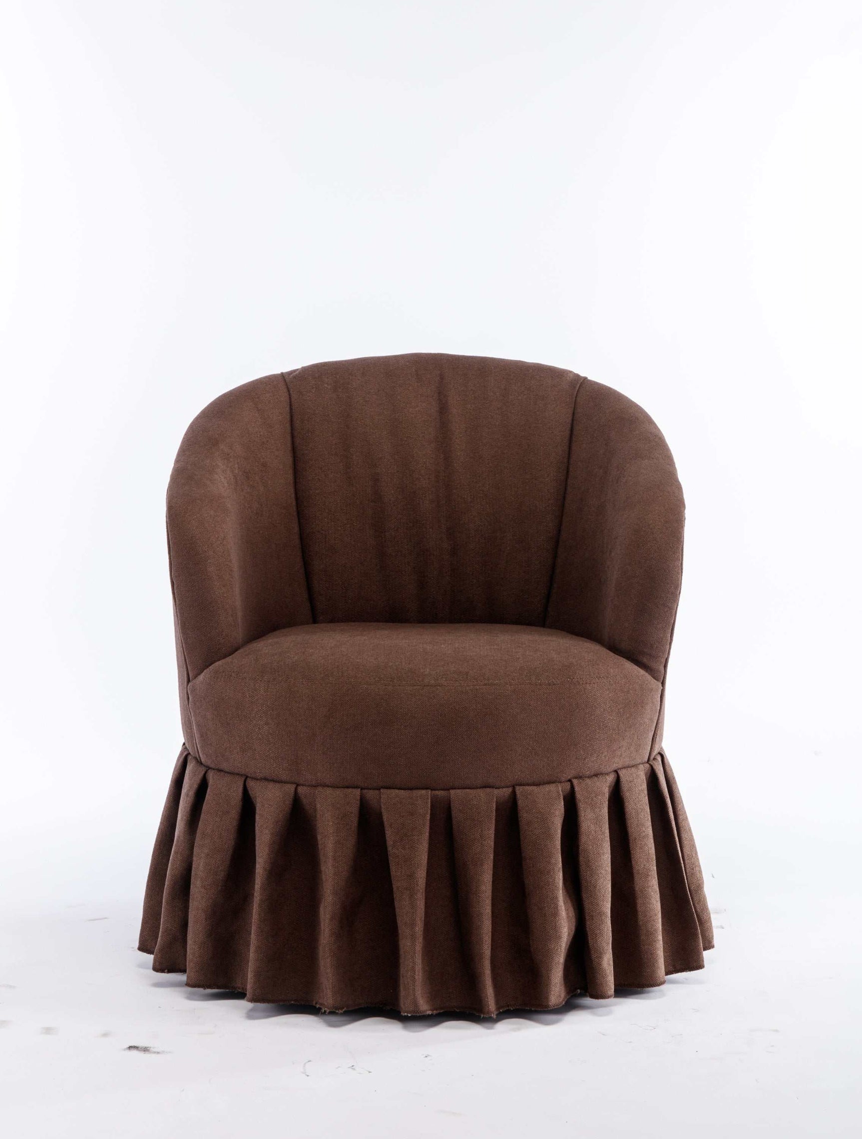 Honey Linen Swivel Auditorium Chair With Pleated Skirt Brown - Ornate Home