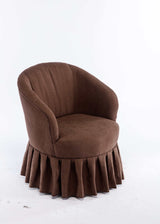 Honey Linen Swivel Auditorium Chair With Pleated Skirt Brown - Ornate Home