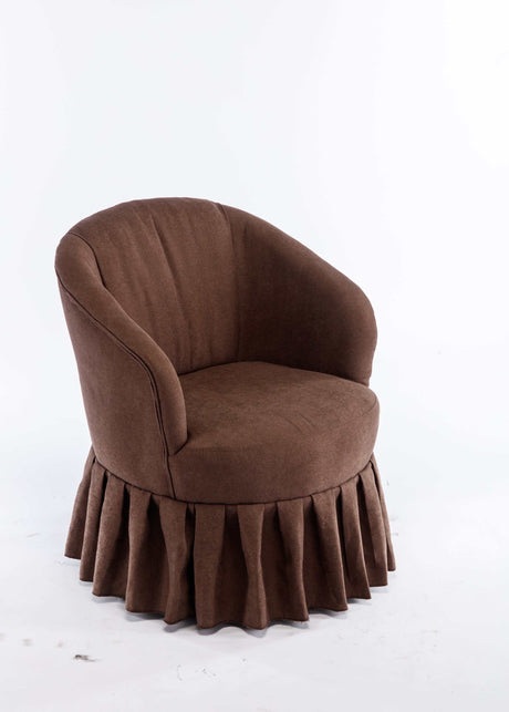 Honey Linen Swivel Auditorium Chair With Pleated Skirt Brown - Ornate Home