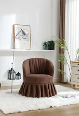 Honey Linen Swivel Auditorium Chair With Pleated Skirt Brown - Ornate Home