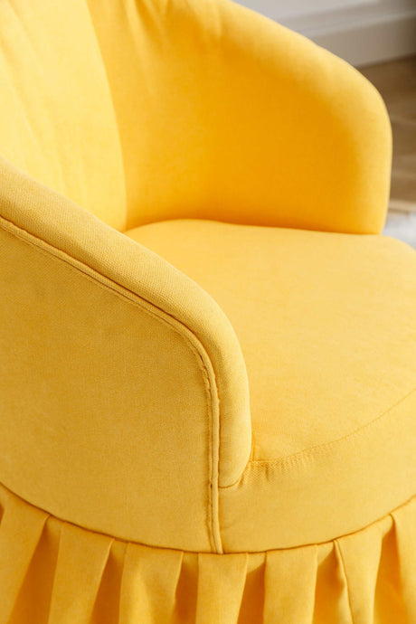 Honey Linen Swivel Auditorium Chair With Pleated Skirt Yellow - Ornate Home