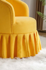 Honey Linen Swivel Auditorium Chair With Pleated Skirt Yellow - Ornate Home