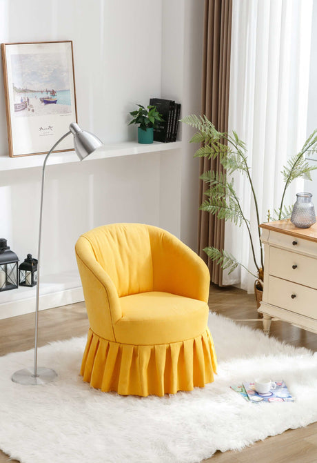 Honey Linen Swivel Auditorium Chair With Pleated Skirt Yellow - Ornate Home