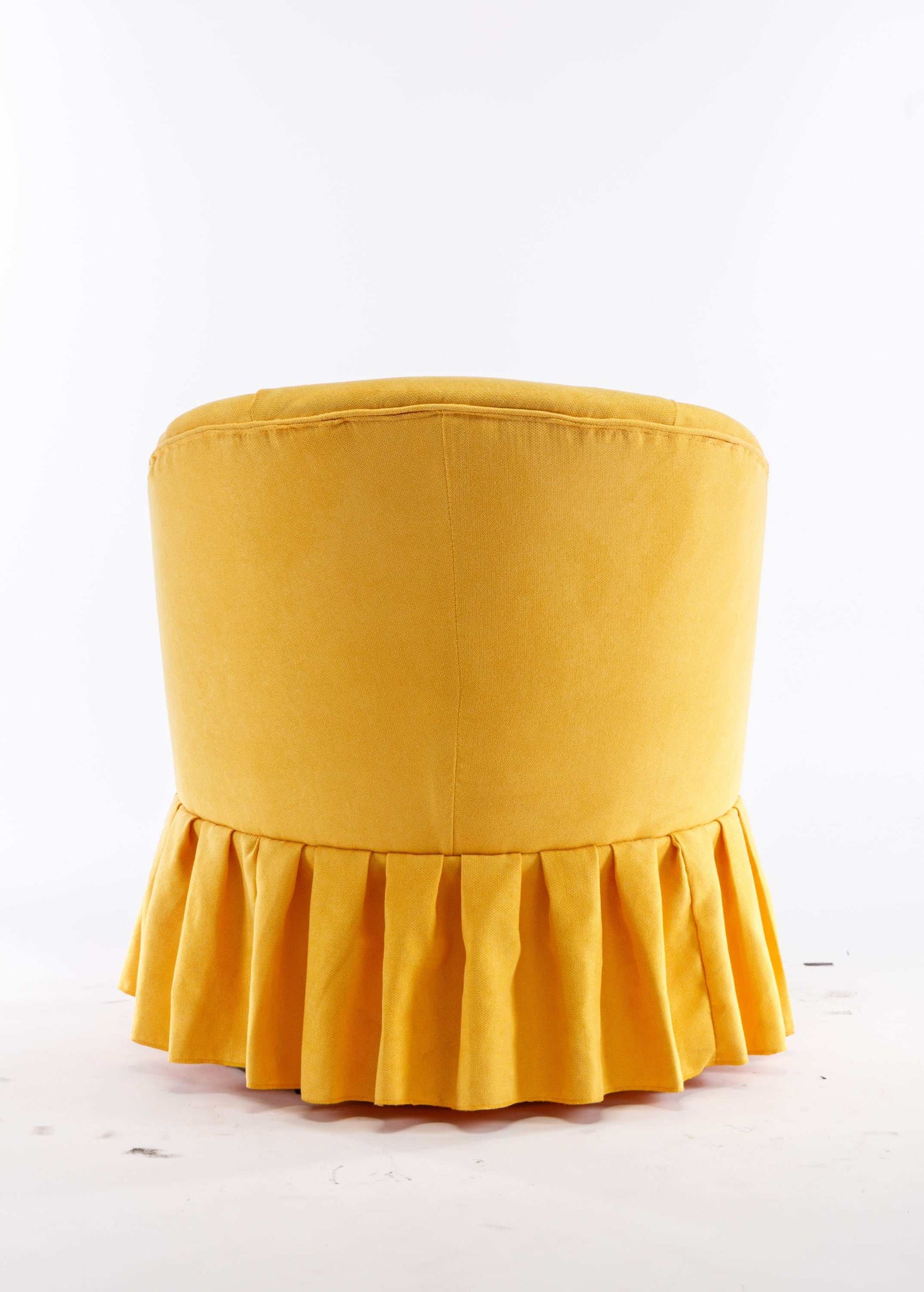 Honey Linen Swivel Auditorium Chair With Pleated Skirt Yellow - Ornate Home
