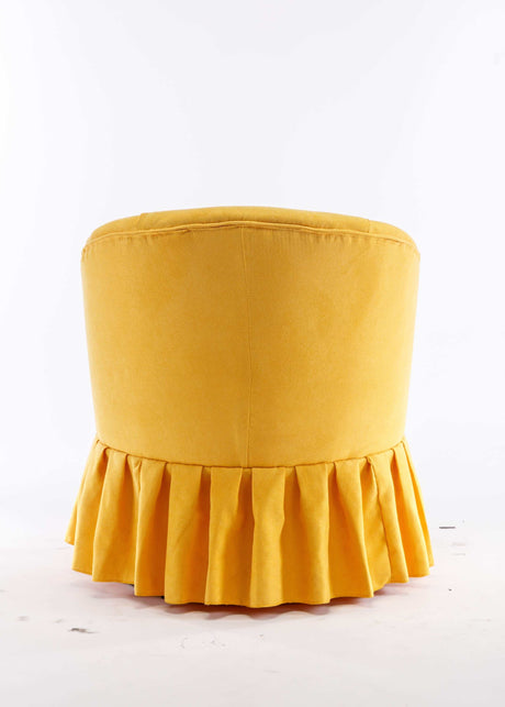 Honey Linen Swivel Auditorium Chair With Pleated Skirt Yellow - Ornate Home