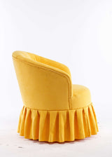 Honey Linen Swivel Auditorium Chair With Pleated Skirt Yellow - Ornate Home
