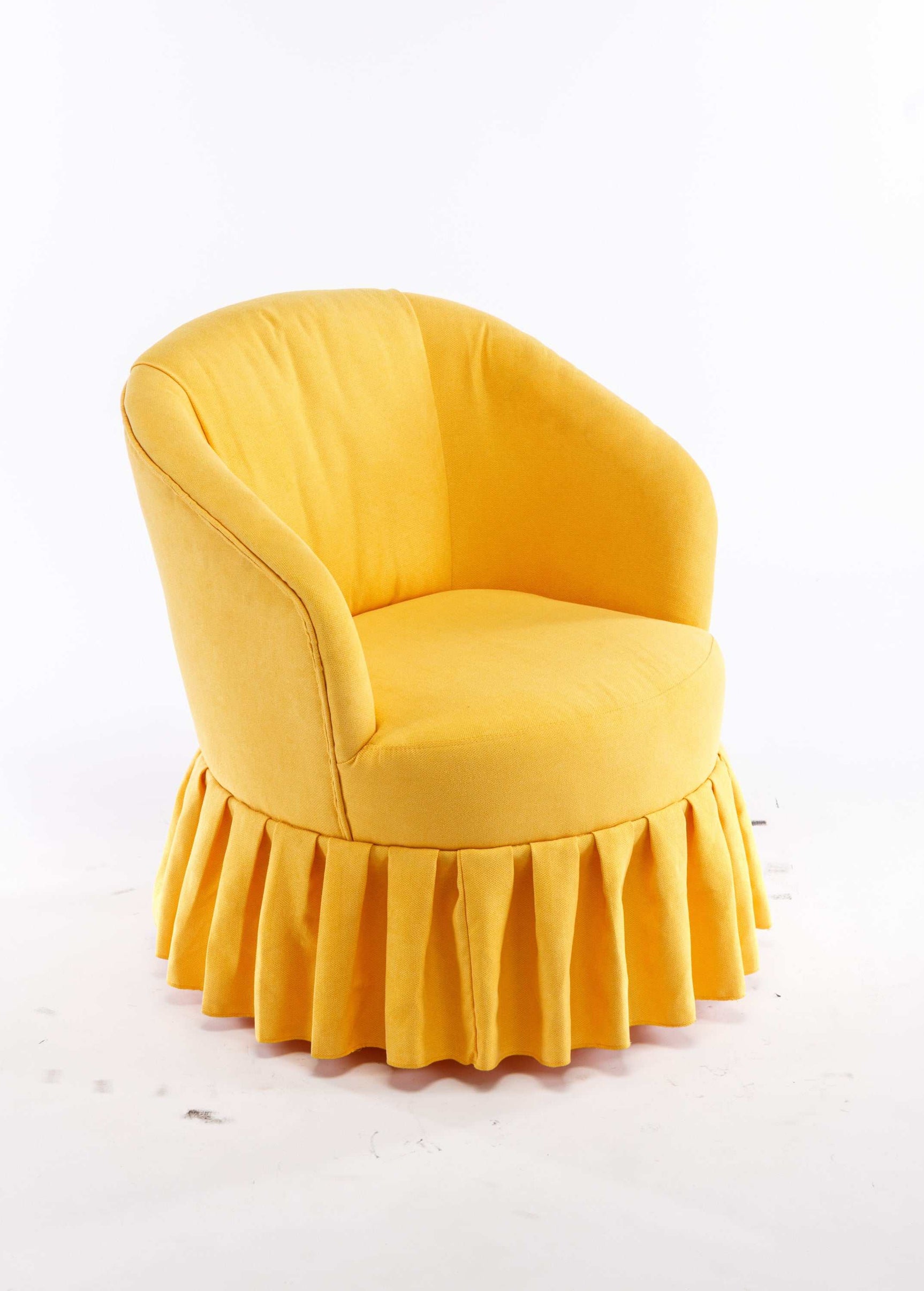 Honey Linen Swivel Auditorium Chair With Pleated Skirt Yellow - Ornate Home