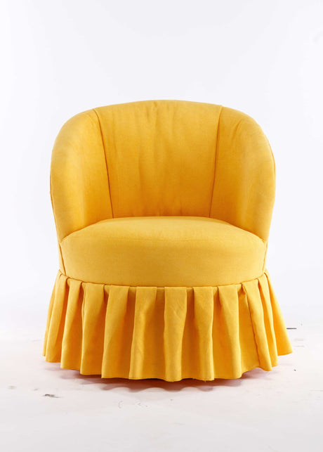 Honey Linen Swivel Auditorium Chair With Pleated Skirt Yellow - Ornate Home