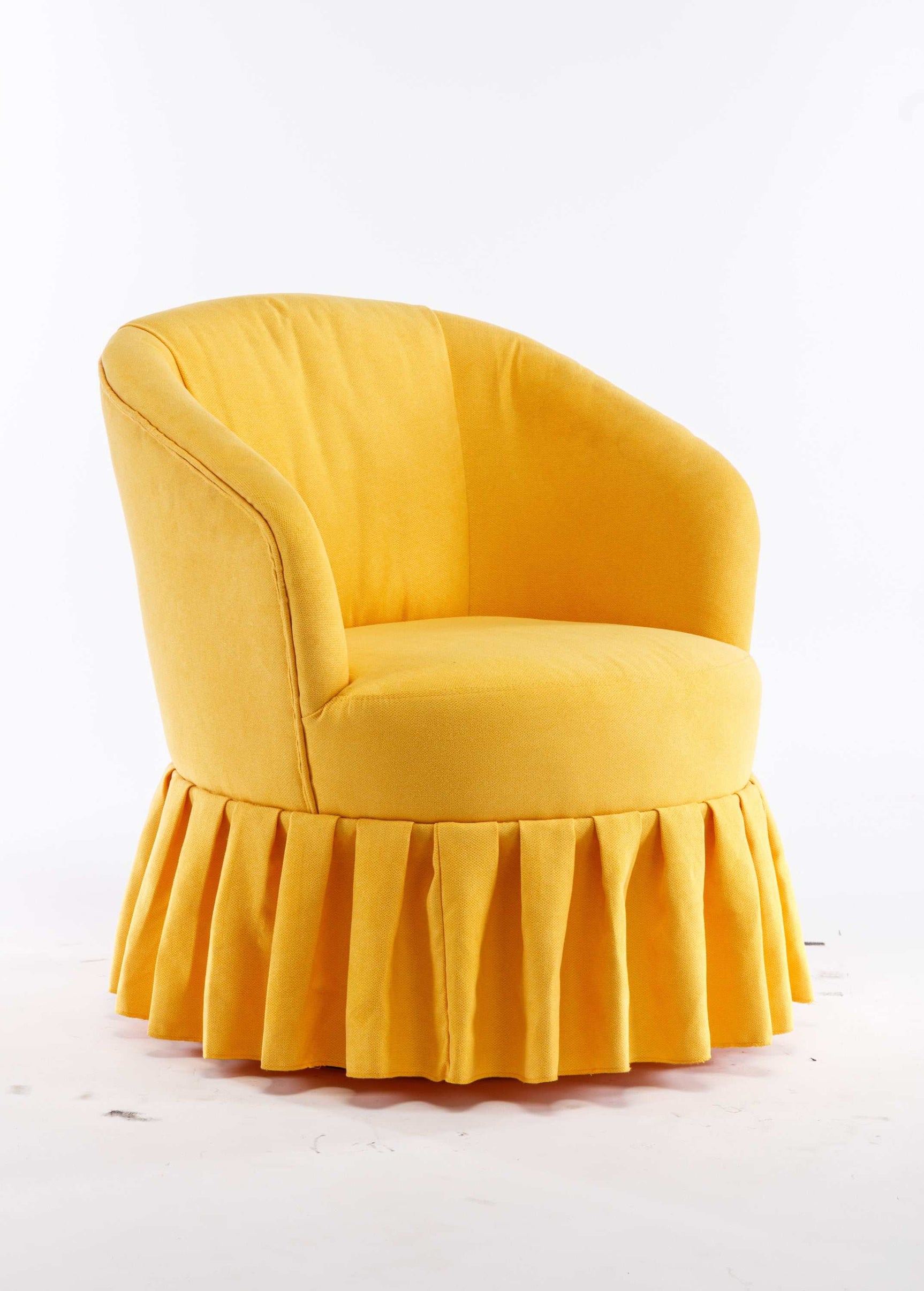 Honey Linen Swivel Auditorium Chair With Pleated Skirt Yellow - Ornate Home