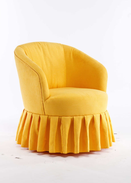 Honey Linen Swivel Auditorium Chair With Pleated Skirt Yellow - Ornate Home